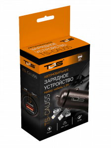 Зарядка в прикуриватель с кабелем Lightning PD/QC 3.0 TDS TS-CAU55